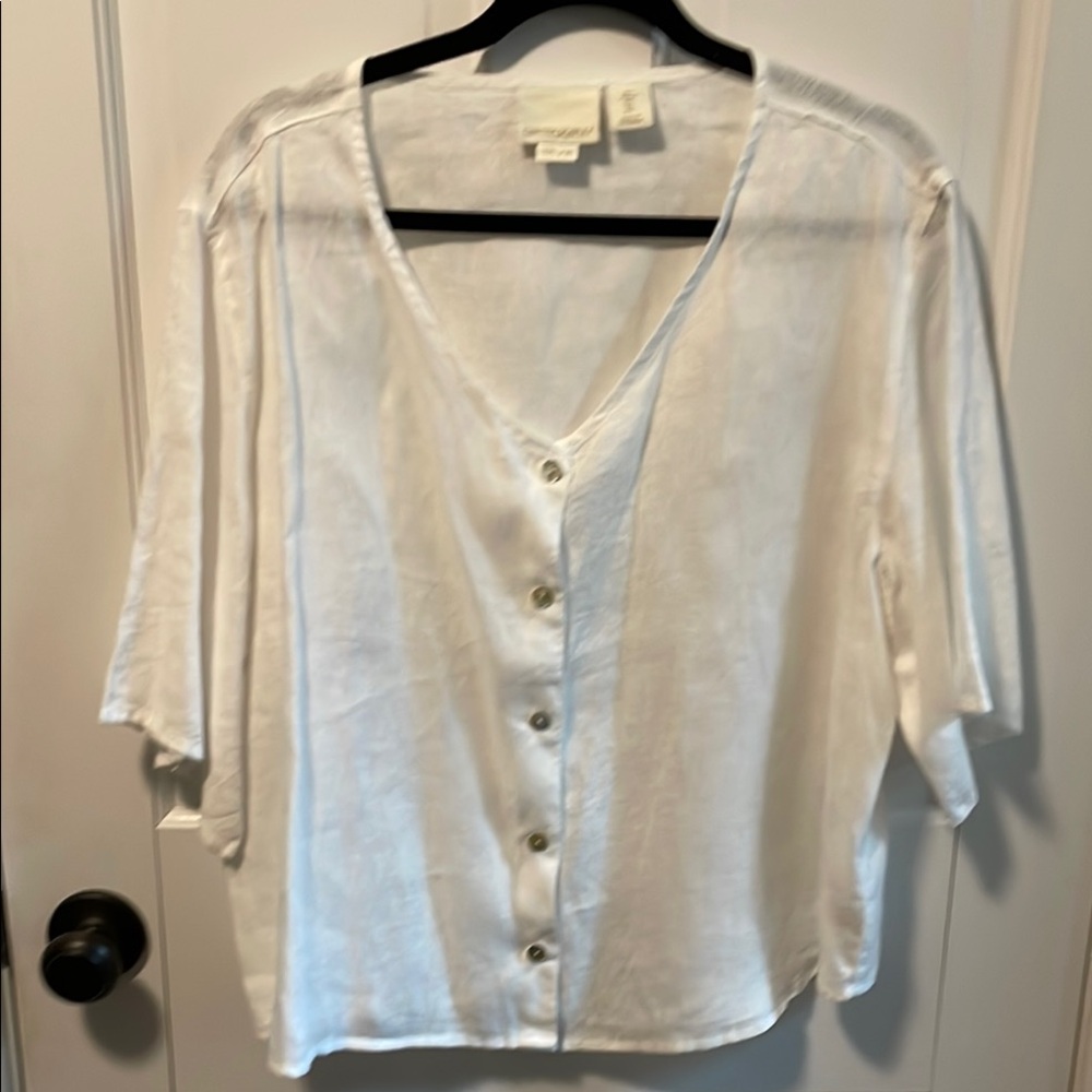 Cynthia Rowley Women's White Linen Button-Up Top